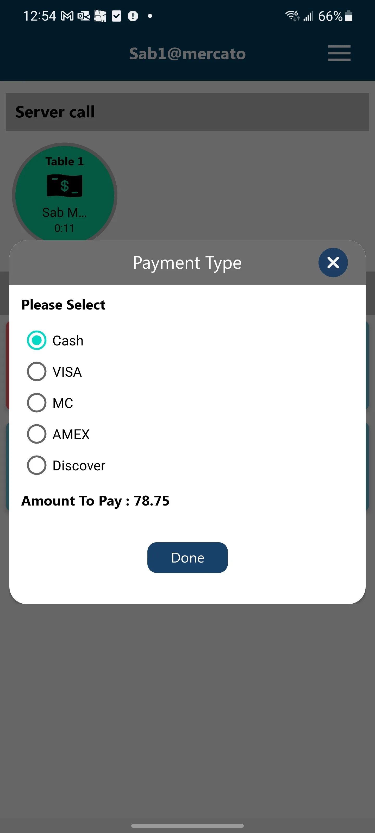 Ordo payment choice screen